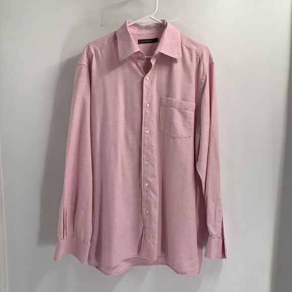 Ermenegildo Zegna Men’s Cotton & Cashmere Size XL Pink L/S Button Down Shirt - Picture 1 of 9